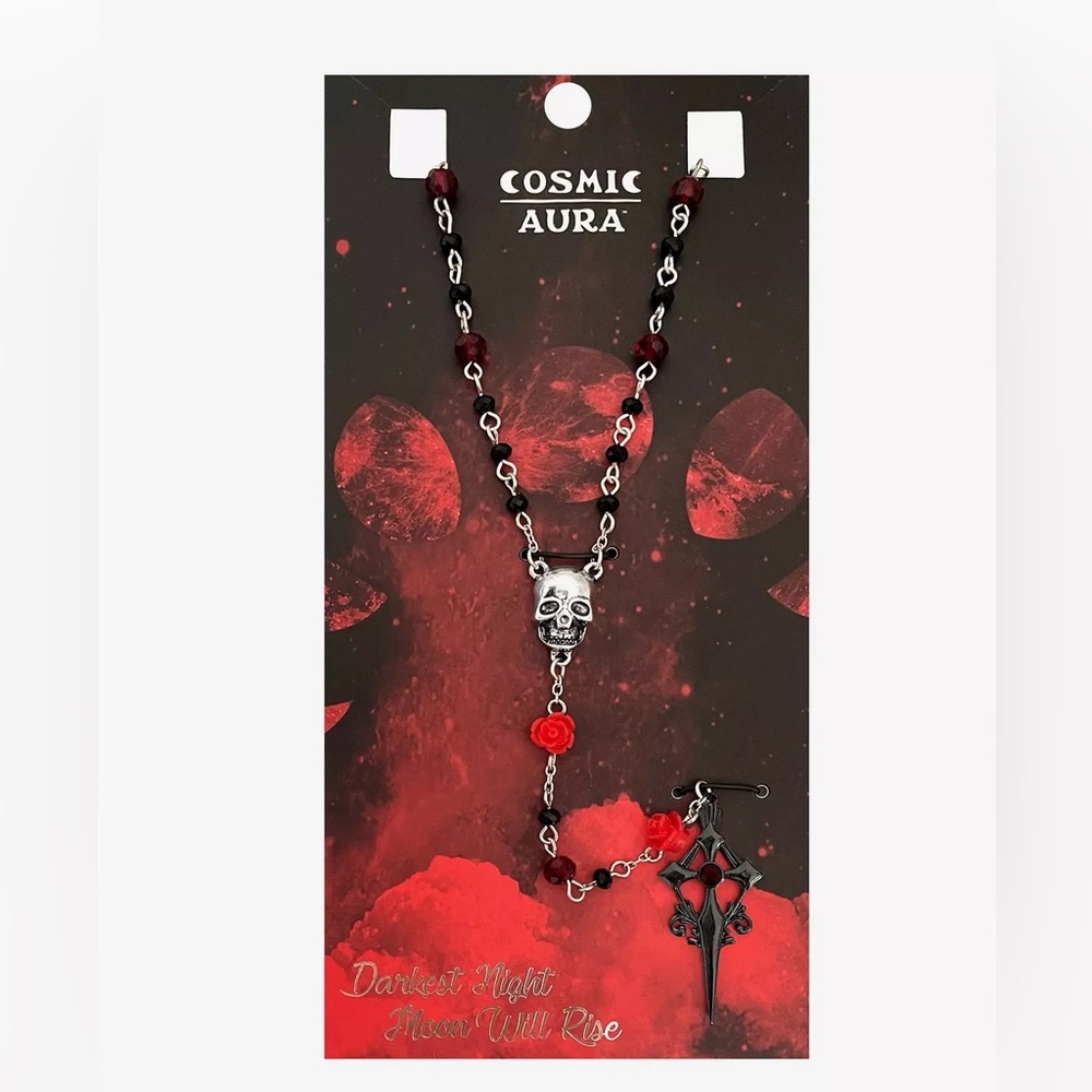 Cosmic Aura‎ Ornate Cross Rosary Necklace Hot Topic Gothic Horror